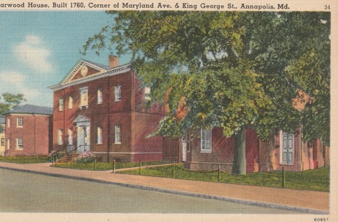 Vintage Unused Postcard: gin k: Harwood House, Annapolis, Maryland