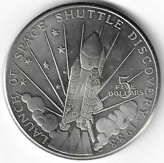 1988 $5 Coin Marshall Islands Space Shuttle Discovery