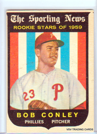 Bob Conley, 1959 Topps ROOKIE STARS Sporting News Card #121, Philadelphia Phillies, (LBA)