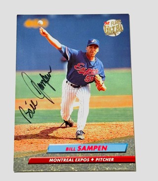 Autographed 1992 Ultra Montreal Expos Baseball Card #522 Bill Sampen