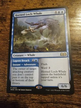 Magic the gathering mtg Horned Loch Whale rare card Wilds of Eldraine