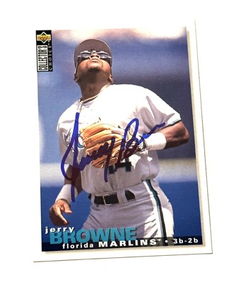 Autographed -1995 Collector's Choice Baseball Card #301 Jerry Browne-Marlins