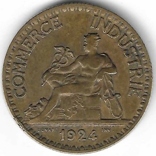 1924 France 2 Francs Coin