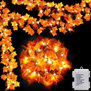 Autumn Maple Leaf LED Lighted Garland