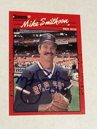 Autograph 1990 Donruss 464 Mike Smithson Boston Red Sox Baseball Card/With 751 K's Inscription 