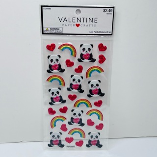 NIP Valentine’s Panda Rainbow Stickers 