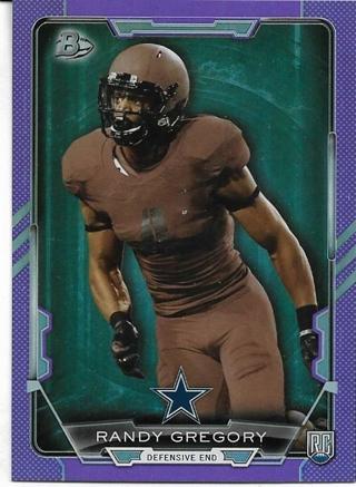 2015 BOWMAN RANDY GREGORY PURPLE PARALLEL HOLO ROOKIE CARD