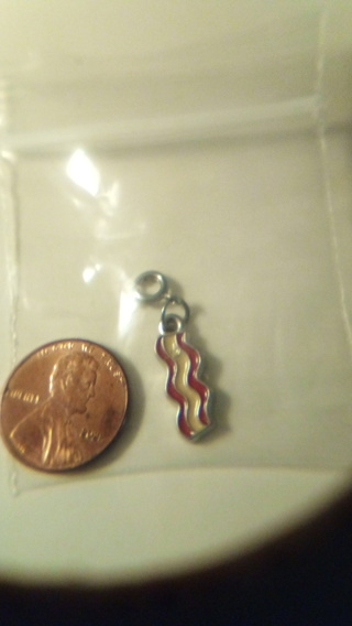 Enameled bacon with smile  face charm