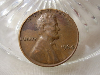 (US-145): 1964 Penny - w/ cool 'Exploded Head' Red Toning