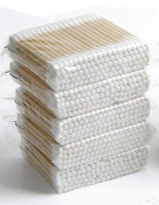 100 NEW & SEALED Disposable Double Tip Swab Cotton Buds Applicator Wooden Swabs Q-tips