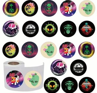 ➡️⭕(10) 1" ALIEN STICKERS!! (SET 3 of 3)⭕OUTER SPACE⭕