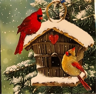 Holiday cardinals - 4 x 4” MAGNET - GIN ONLY