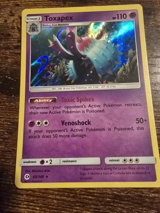 Pokemon Toxapex holo rare card 63/149