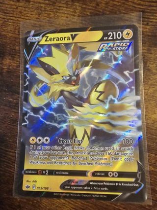 Pokemon Zeraora V holo rare card 053/198