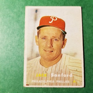 1957 - TOPPS EXMT - NRMT BASEBALL - CARD NO. 387 - JACK SANFORD - PHILLIES