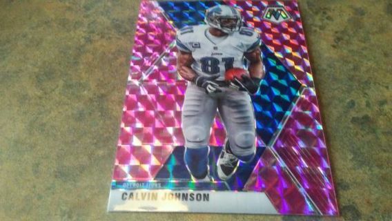 2020 PANINI MOSAIC PINK/BLUE PRIZM CALVIN JOHNSON DETROIT LIONS FOOTBALL CARD# 75