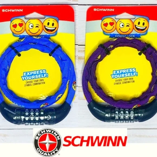(2) BRAND NEW SCHWINN HAPPY EMOJI BIKE COMBO LOCK SET COMBINATION CABLE LOCKS