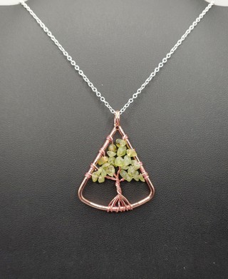 Lovely New Peridot Sterling Silver Tree of Life Necklace