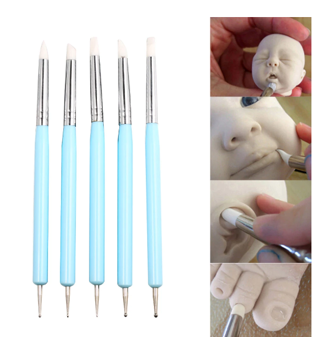 5pcs/set Double-ended Dotting Tools Set Nail Art Embossing Tools Pottery Craft Art Silicone 