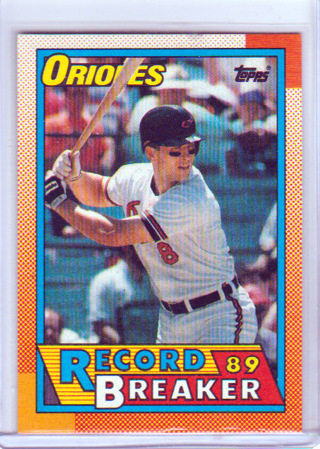 Cal Ripken, Jr., 1990 Record Breaker Card #8, Baltimore Orioles, (L5
