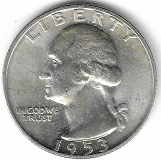 1953-D Washington Quarter 90% Silver U.S. 25 Cent Coin