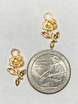 ROSE CHARMS~#3~KC GOLD~SET OF 2 CHARMS~FREE SHIPPING!