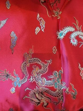 BEAUTIFUL FABRIC FOR SEWING- RED SILK ASIAN/CHINESE STYLE - 36 x 74