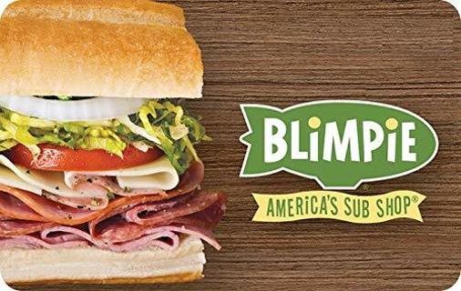 Blimpie America's Sub Shop $5 ecard gift card