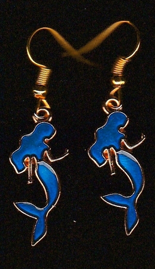 GP ENAMEL BLUE MERMAID EARRINGS #3 (PLEASE READ DESCRIPTION