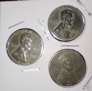 COINS THREE CIRCULATED 1943 STEEL CENTS NICE COLLECTIBLES FROM WWII WAR YEARS 99 POINT START A STEAL