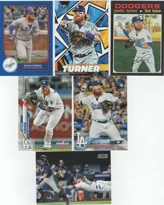 Awesome Set of 6 Justin Turner Toronto Blue Jays w/Blue Parallel!