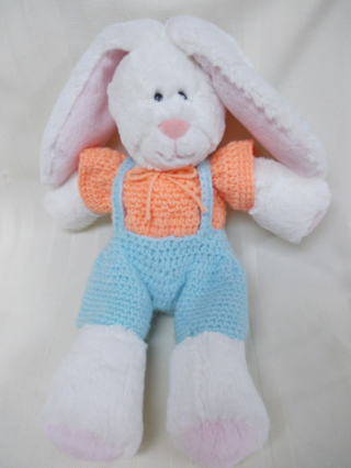 Easter Bunny Rabbit Stuffed Animal Plush with Handmade Crocheted Outfit