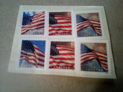 6- US FLAG FOREVER US POSTAGE STAMPS