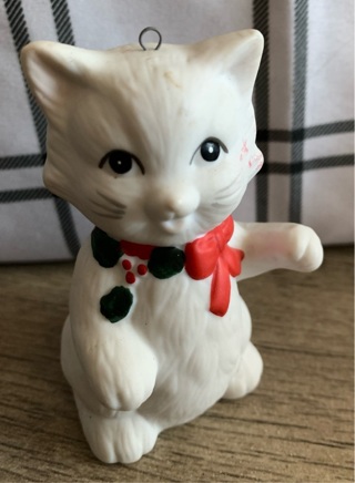 Ceramic Cat Christmas Tree Ornament Vintage Preowned 