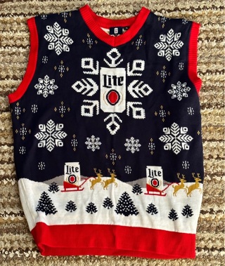 XL Miller Beer Light Christmas Ugly Sweater Vest