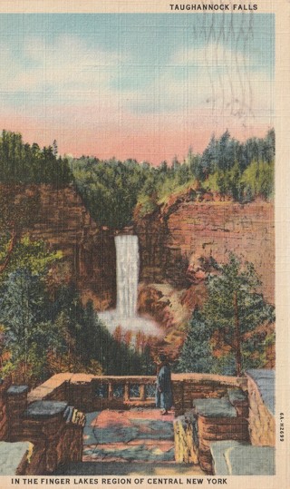 Vintage Used Postcard: d: 1949 Taughannock Falls, Finger Lakes, NY