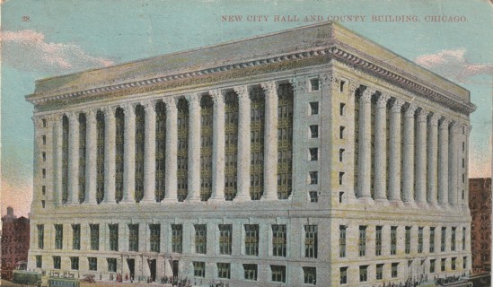 Vintage Used Postcard: (I): 1910 New City Hall & County Building, Chicago, IL