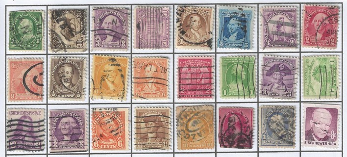 24 US Postage Stamps - used - old varieties (L27)