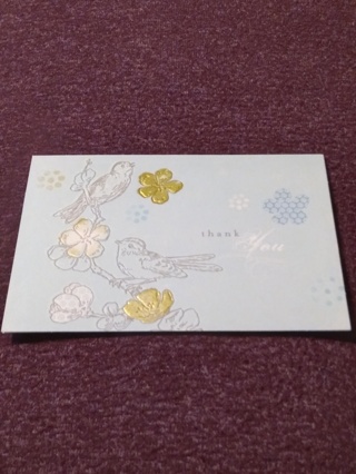 Floral Bird Notecard - thank you