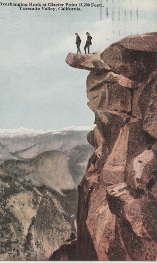 Vintage Used Postcard: 1921 Overhang Rock at Glacier Point, Yosemite, CA