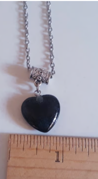 Blue Stone Heart necklace, 18" chain