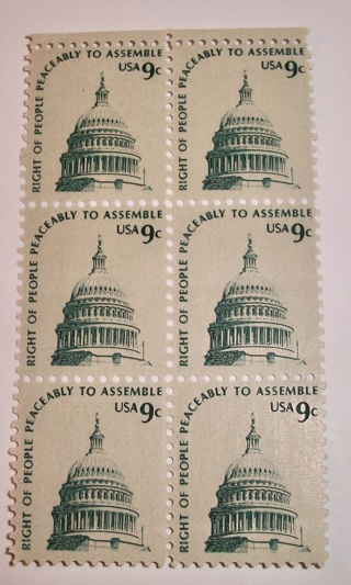 Scott #1591, Right of People Peaceably to Assemble,  6 Useable US Postage 9¢ Stamps