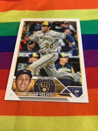 Topps 2023 Collectible Baseball Card #192 Christian Yelich Milwaukee Brewers 