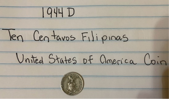 1944D Ten Centavos Filipinas coin