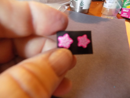 Hot pink 5 petal star  flower post earrings