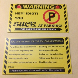2-You Suck at Parking Cards-Pass it On-See photo Read description before bidding 