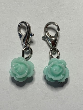 ✳SMALL ROSE DANGLE CHARM~TEAL~FREE SHIPPING✳