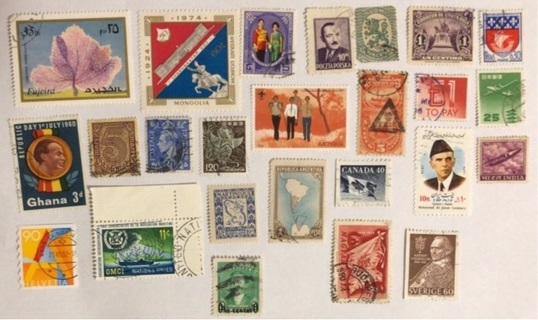 25 stamps from around the world 