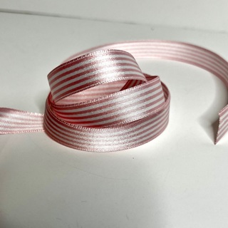 Pink & White Striped  5/8” Wide Satin  Ribbon