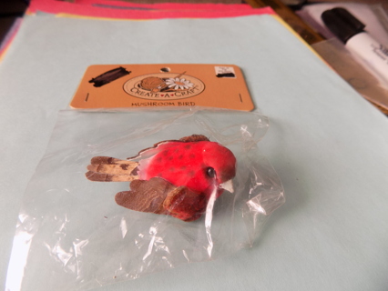 NIP Create a craft red and brown Mushroom bird 2 1/2 inch